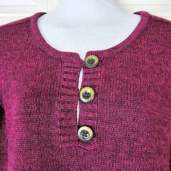 Vintage Eddie Bauer Cranberry Red Sweater 100% Cotton Made in Hong Kong Size M - Picture 3 of 5